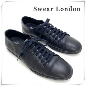 SWEAR London Leather Flat Sneaker In Black Size 41